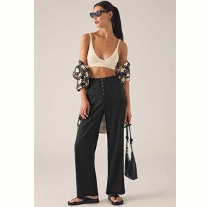 Anthropologie TwentySixHundred Linen Blenb Button-Front Stright-Leg Pants